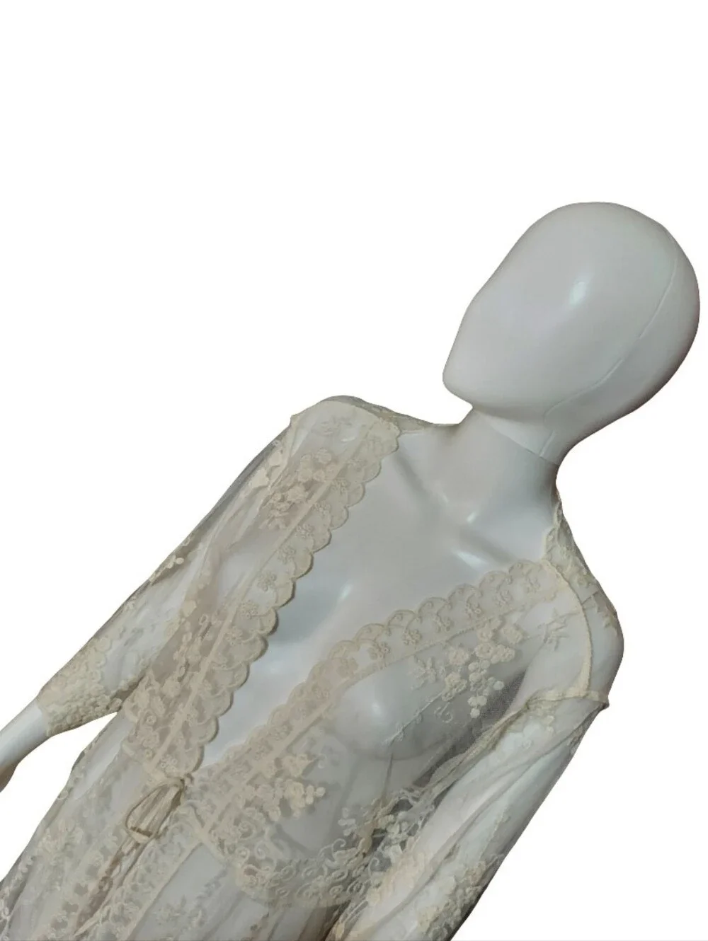 Thirty/Thirty LA Sheer Mesh Crochet Lace Kimono Tie Waist Cover Up